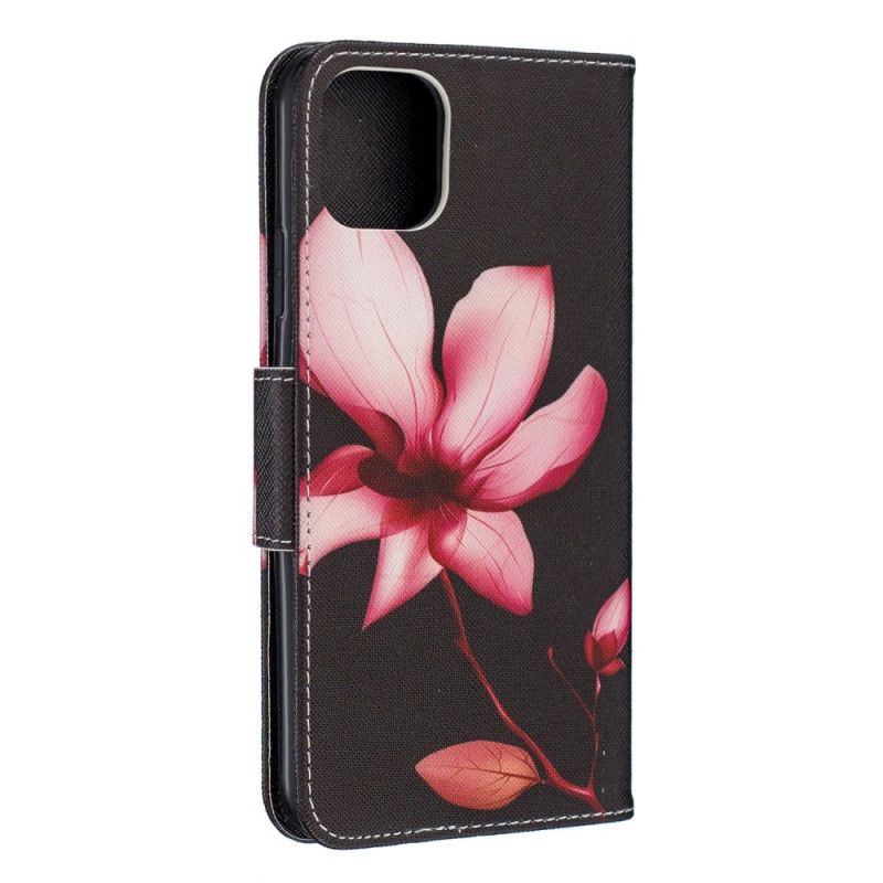 Lærdeksel Folio Deksel iPhone 11 Pro Max Mobildeksel Rosa Blomst