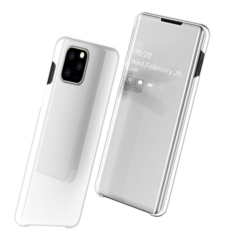 Vis Deksel iPhone 11 Pro Max Svart Speil Og Lærimitasjon