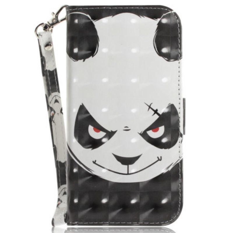 Folio Deksel Til Xiaomi Redmi Note 12 5G Med Kjede Sint Panda Med Snor