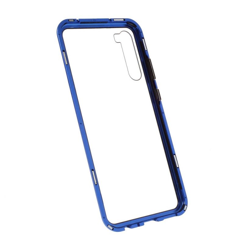 Deksel for Xiaomi Redmi Note 8 Svart Metallkanter I Herdet Glass