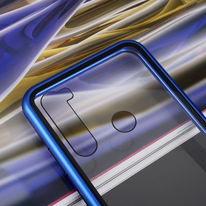 Deksel for Xiaomi Redmi Note 8 Svart Metallkanter I Herdet Glass