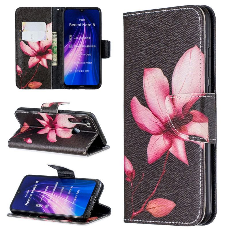 Folio Deksel Xiaomi Redmi Note 8 Rosa Blomst Beskyttelse