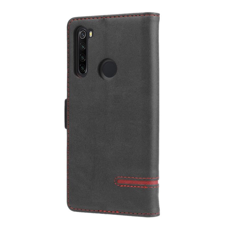 Lærdeksel Folio Deksel Xiaomi Redmi Note 8 Svart Fin Linje Dobbel Klaff