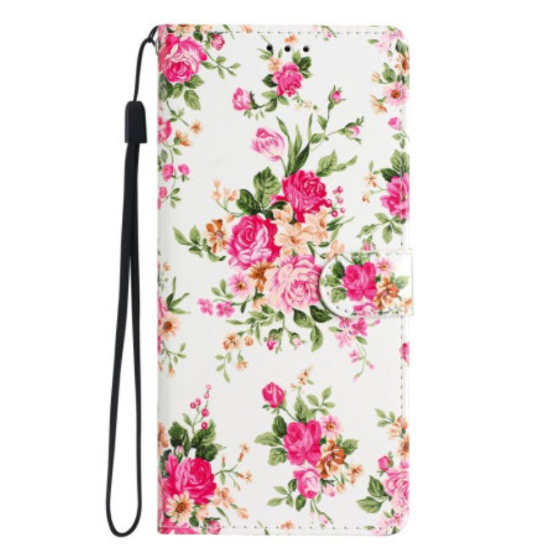 Folio Deksel Til Moto G73 5G Med Kjede Stropp Liberty Flowers