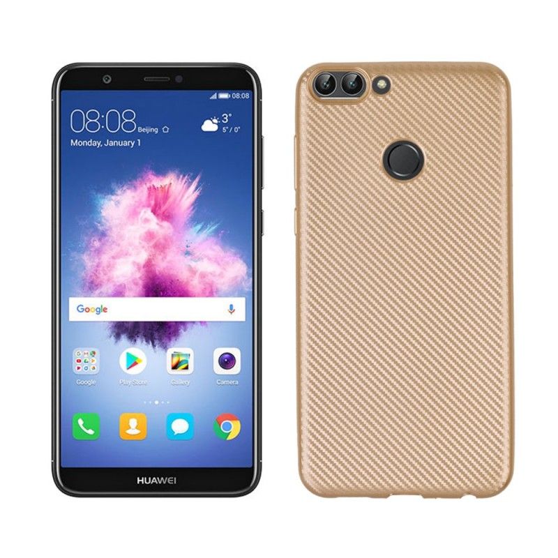 Deksel Huawei P Smart Golden Fleksibel Karbonfiber