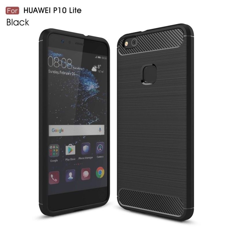 Deksel Huawei P10 Lite Svart Børstet Karbonfiber