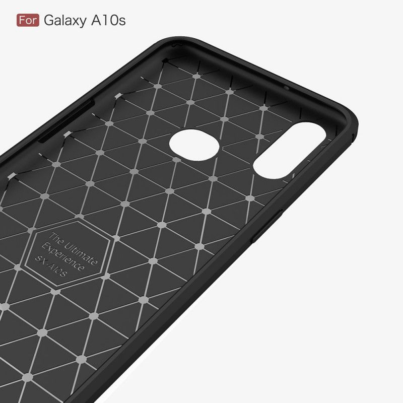 Deksel Samsung Galaxy A10s Svart Børstet Karbonfiber