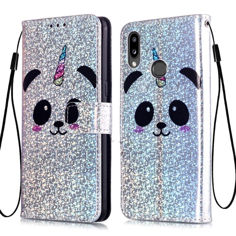 Folio Deksel for Samsung Galaxy A10s Panda På Glitter Bakgrunn