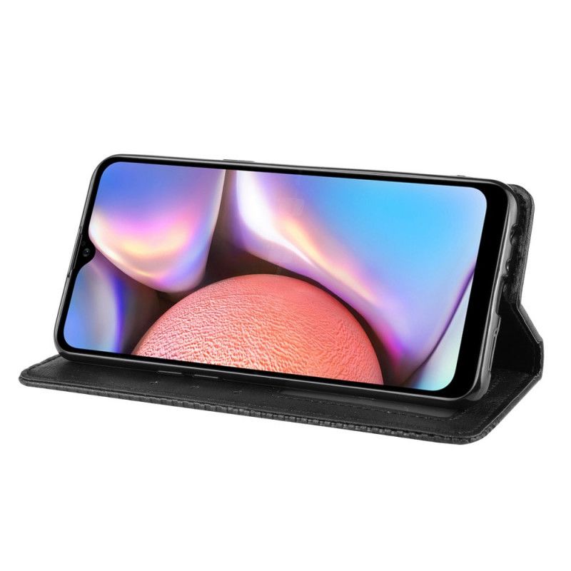 Folio Deksel for Samsung Galaxy A10s Svart Stilisert Vintage Skinn-Effekt