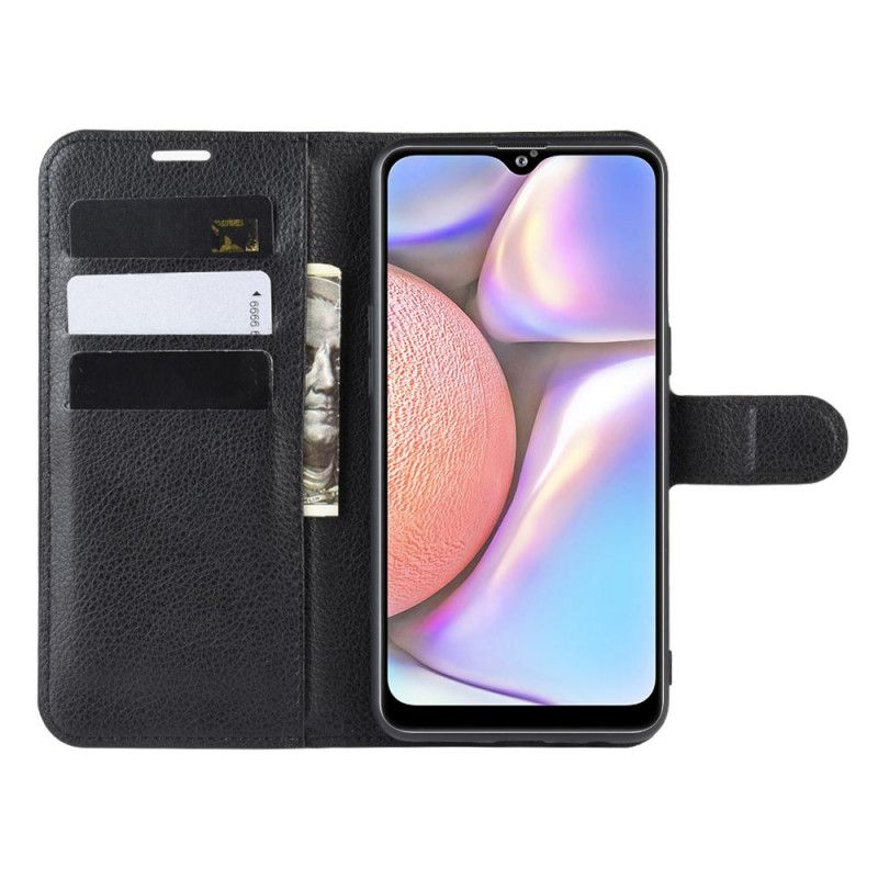 Folio Deksel Samsung Galaxy A10s Svart Klassisk Lychee-Effekt