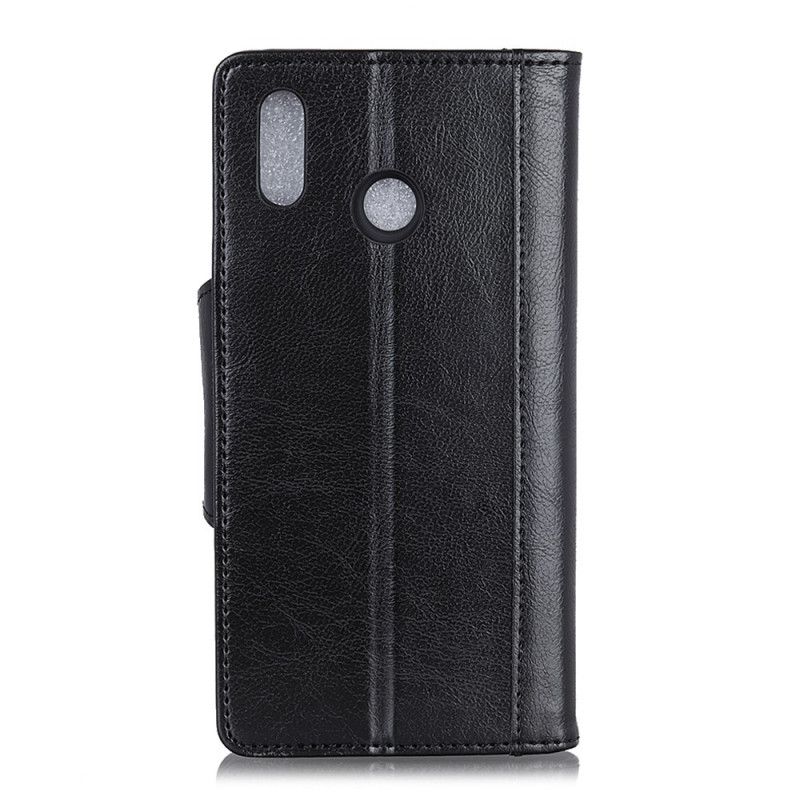 Folio Deksel Samsung Galaxy A10s Svart Matte Faux Skinn Eleganse Lås Beskyttelse