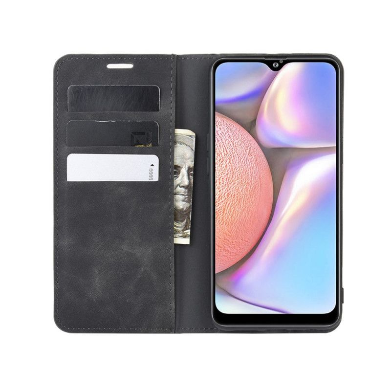 Folio Deksel Samsung Galaxy A10s Svart Myk Skinneffekt