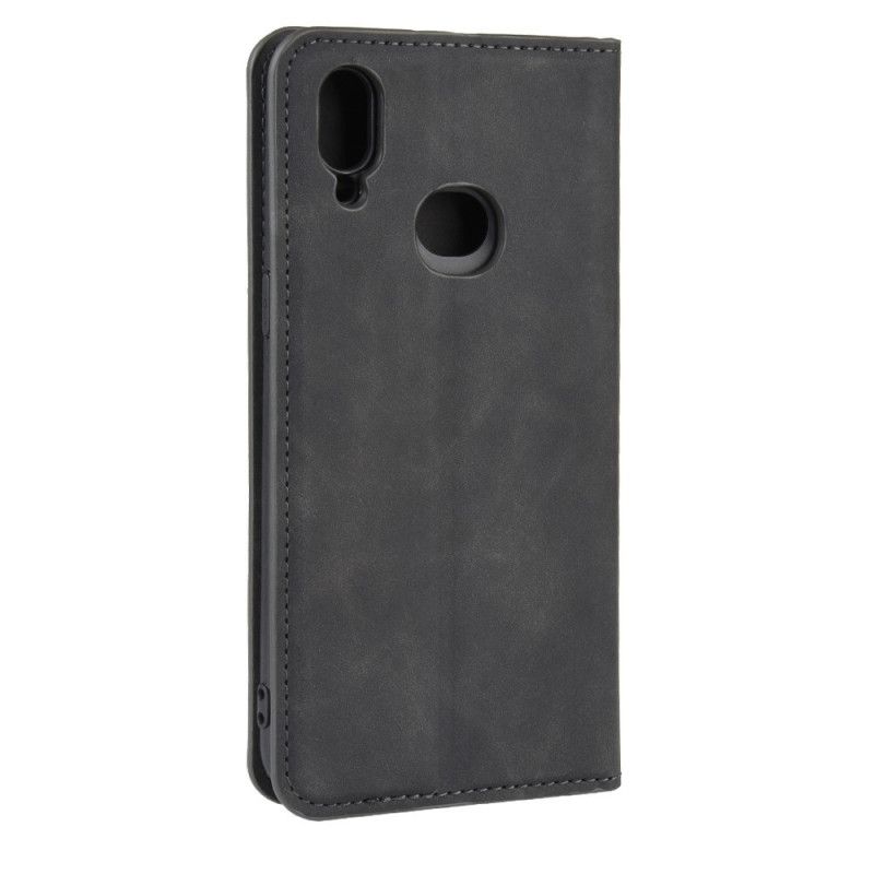 Folio Deksel Samsung Galaxy A10s Svart Myk Skinneffekt