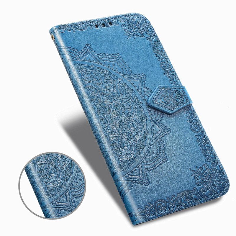 Lærdeksel Folio Deksel Samsung Galaxy A10s Svart Middelaldrende Mandala