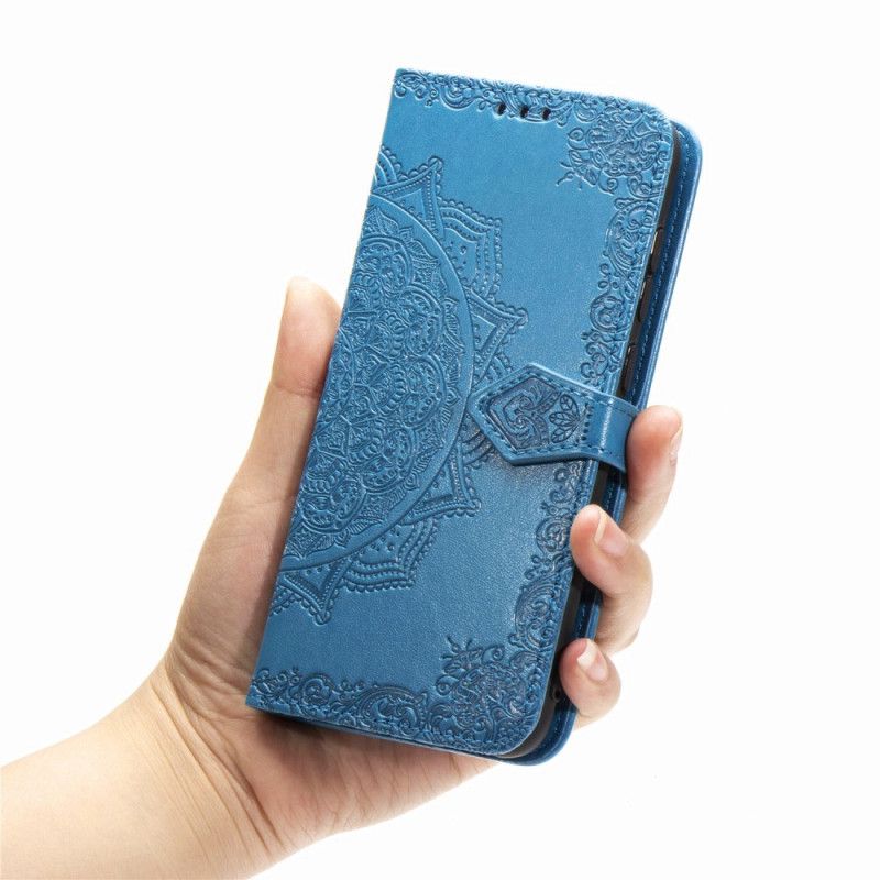 Lærdeksel Folio Deksel Samsung Galaxy A10s Svart Middelaldrende Mandala