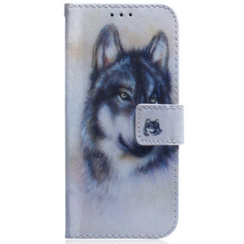 Lærdeksel Til Samsung Galaxy A54 5G Med Kjede Strappy Watercolor Wolf