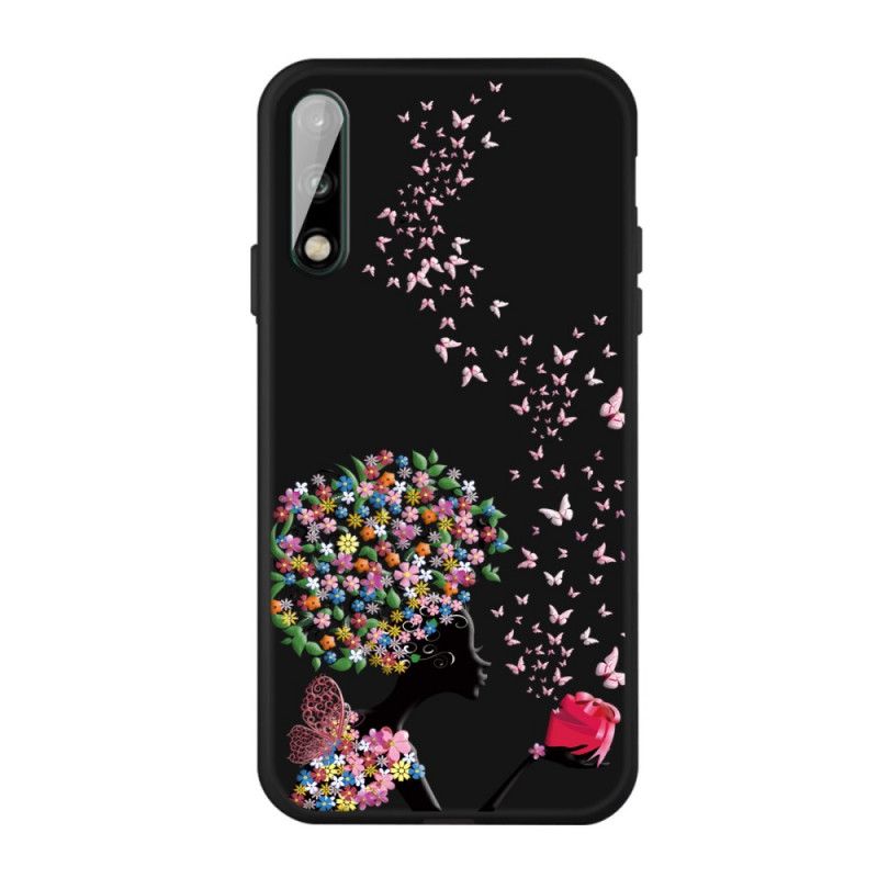 Deksel for Huawei P40 Lite E / Y7p Kvinne Med Et Blomsterhode