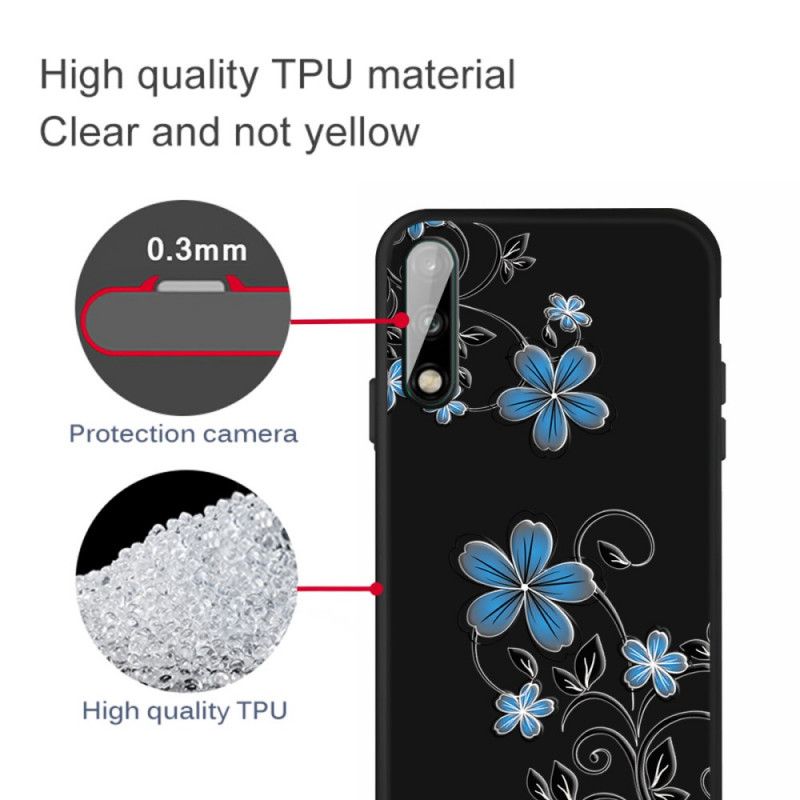 Deksel Huawei P40 Lite E / Y7p Blå Blomster Anti-fall