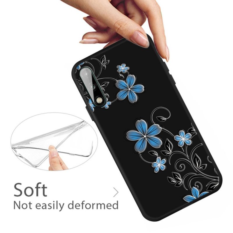 Deksel Huawei P40 Lite E / Y7p Blå Blomster Anti-fall