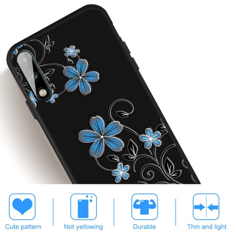 Deksel Huawei P40 Lite E / Y7p Blå Blomster Anti-fall