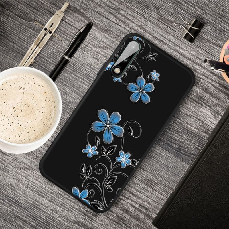 Deksel Huawei P40 Lite E / Y7p Blå Blomster Anti-fall