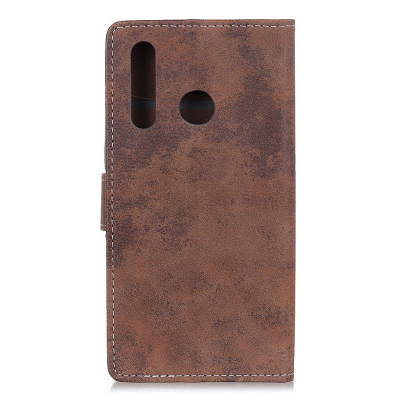 Folio Deksel for Huawei P40 Lite E / Y7p Mørkeblå Vintage Skinneffekt