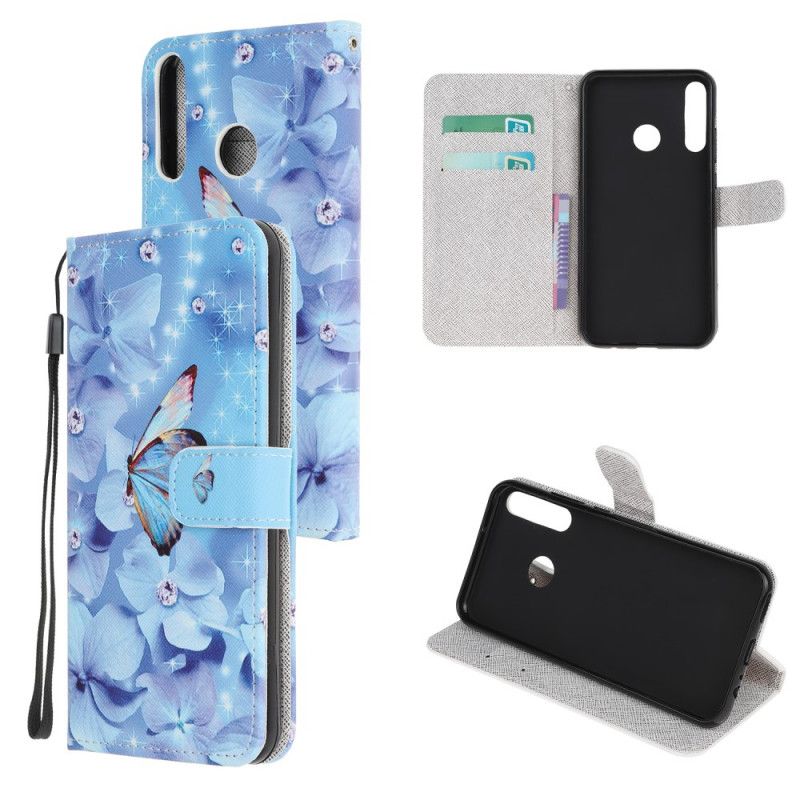 Folio Deksel Huawei P40 Lite E / Y7p Diamantsommerfugler Med Tanga