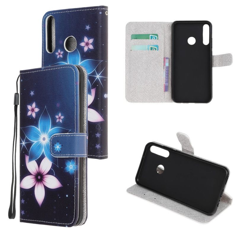 Lærdeksel Folio Deksel Huawei P40 Lite E / Y7p Måneblomster Med Tanga