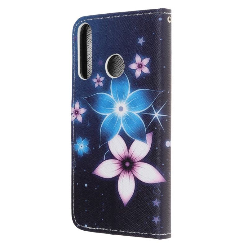 Lærdeksel Folio Deksel Huawei P40 Lite E / Y7p Måneblomster Med Tanga