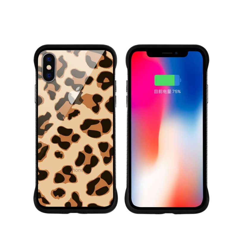 Deksel for iPhone X Rød Nxe Leopardflekker