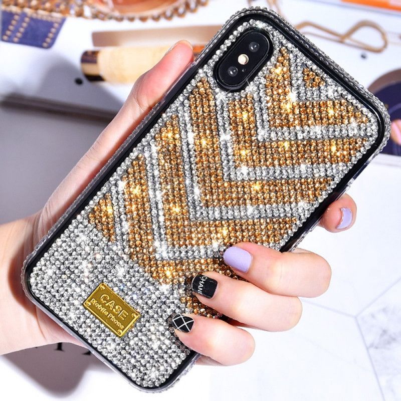 Deksel for iPhone X Svart Diamanter