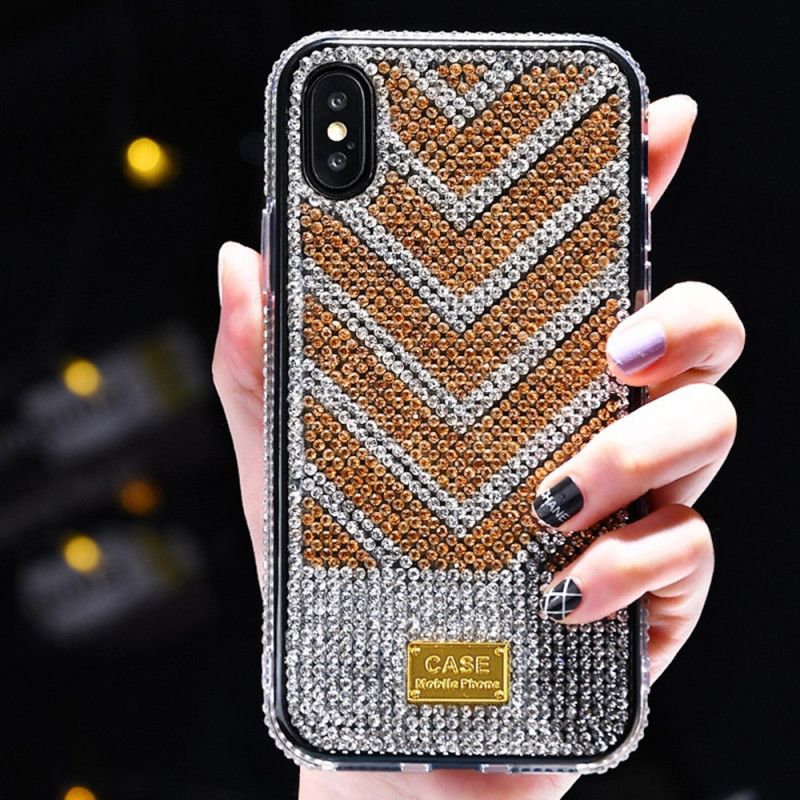 Deksel for iPhone X Svart Diamanter