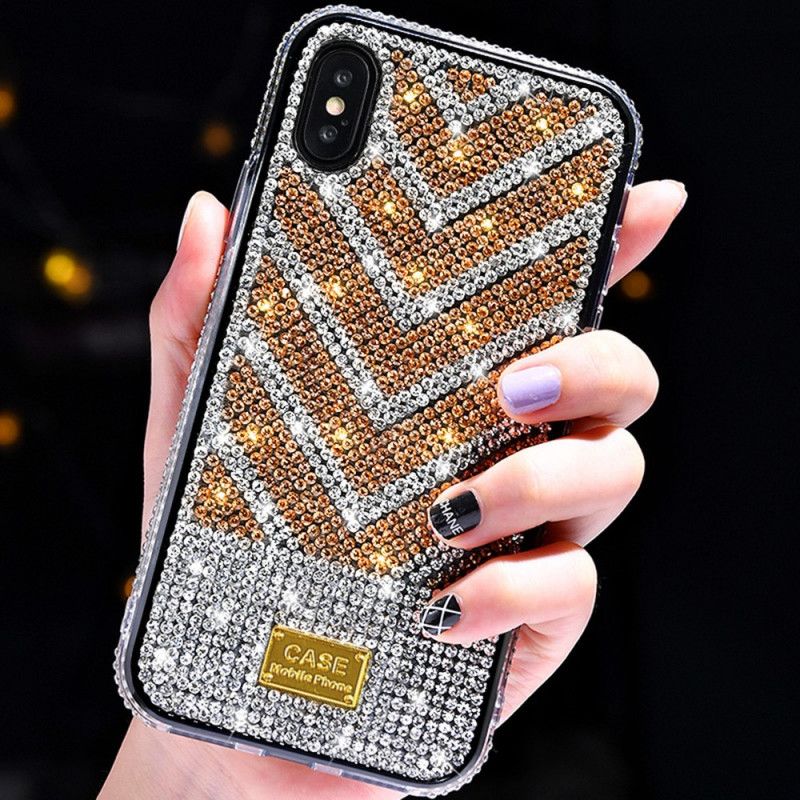 Deksel for iPhone X Svart Diamanter