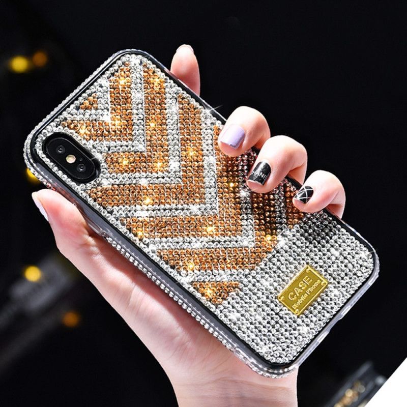 Deksel for iPhone X Svart Diamanter