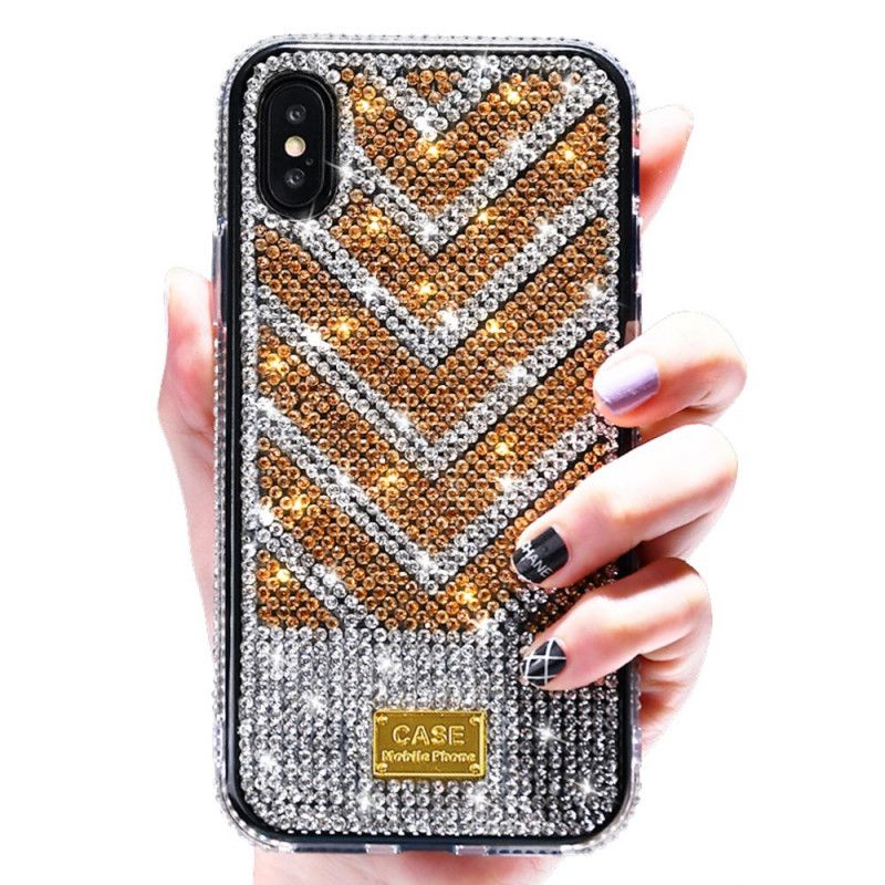 Deksel for iPhone X Svart Diamanter