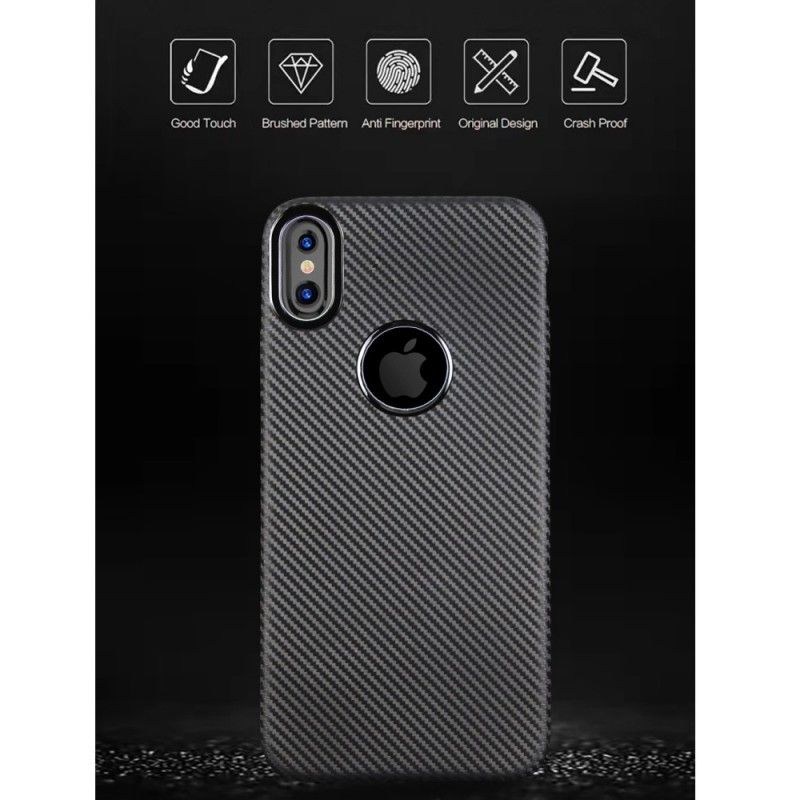 Deksel for iPhone X Svart Karbonfiber