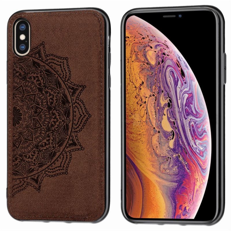 Deksel iPhone X Brun Tekstil Og Mandala Tekstur