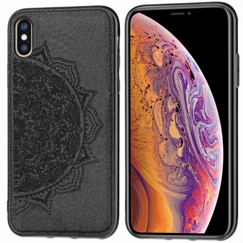 Deksel iPhone X Brun Tekstil Og Mandala Tekstur