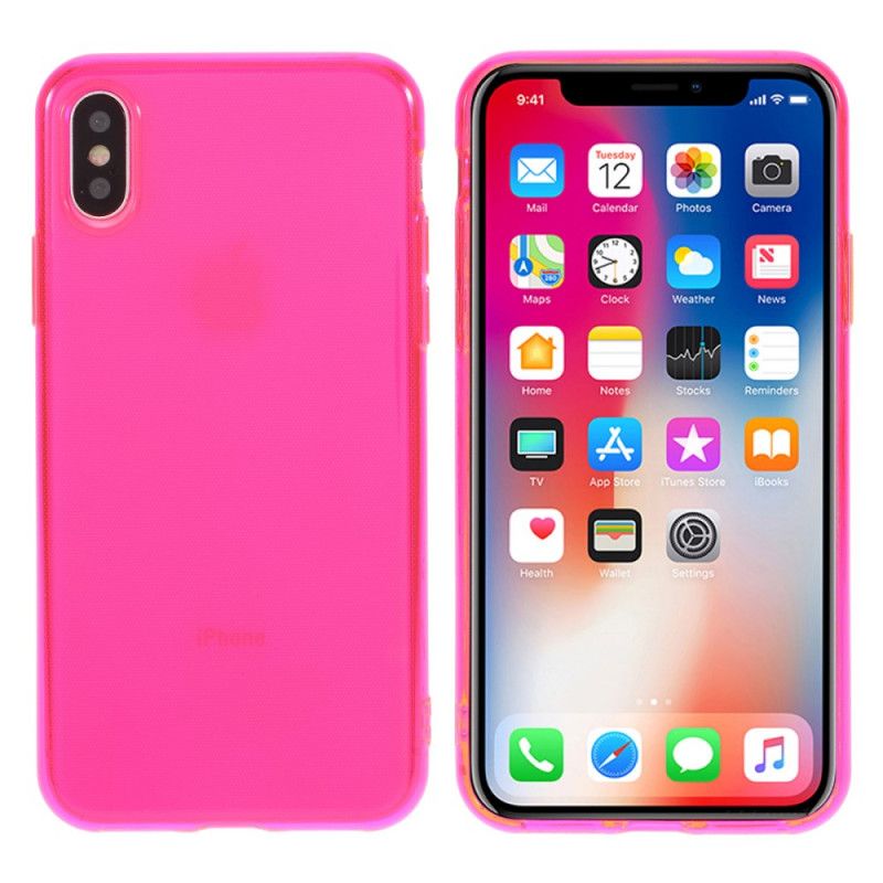 Deksel iPhone X Magenta Farget Gjennomsiktig Silikon