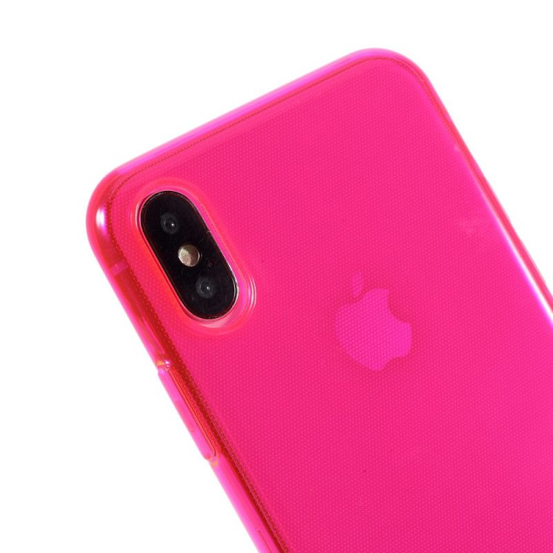 Deksel iPhone X Magenta Farget Gjennomsiktig Silikon