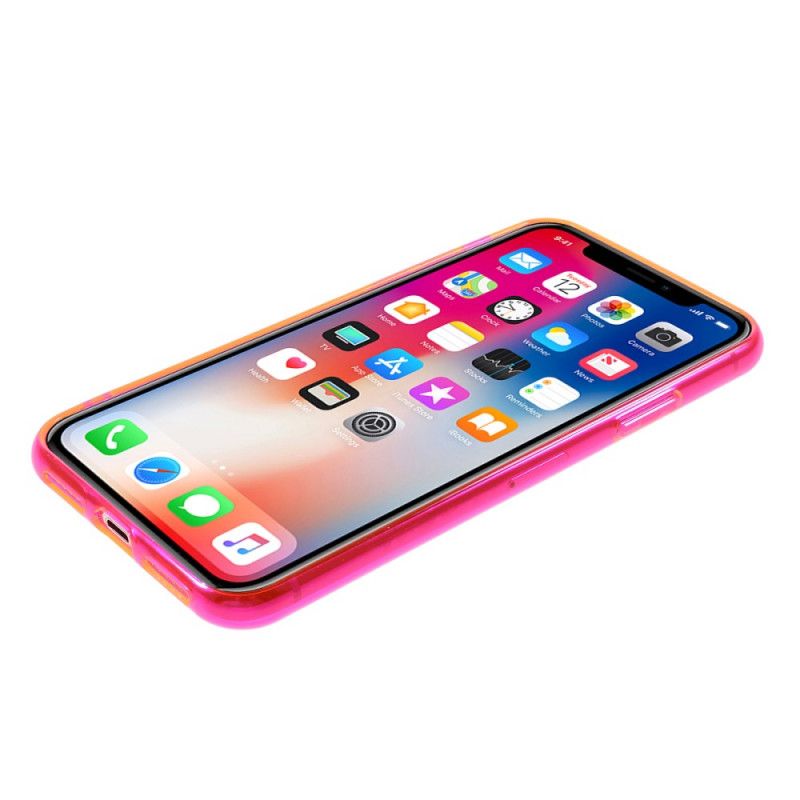 Deksel iPhone X Magenta Farget Gjennomsiktig Silikon