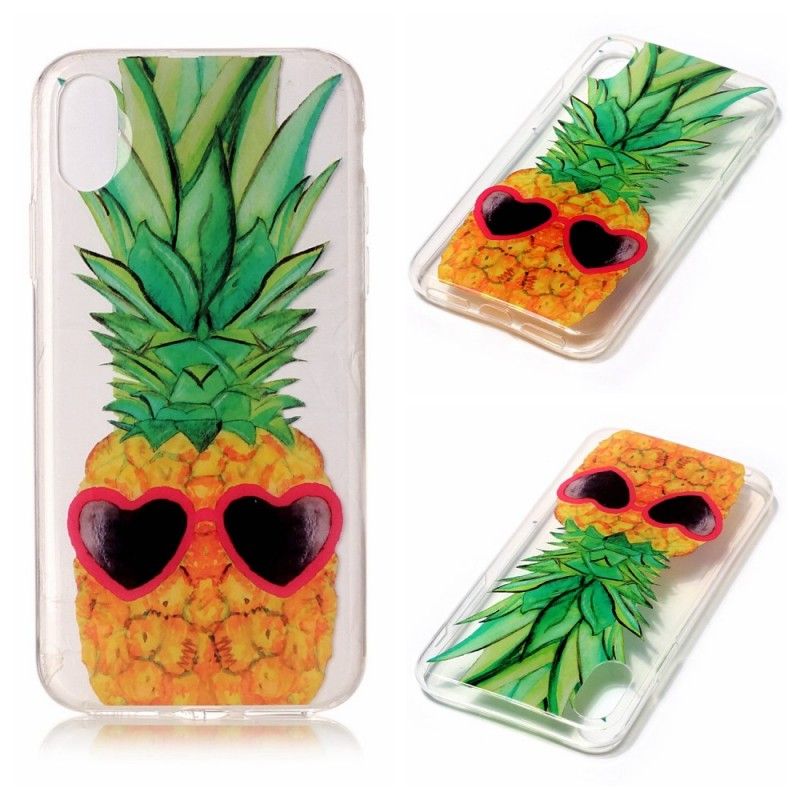 Deksel iPhone X Mobildeksel Gjennomsiktig Inkognito Ananas