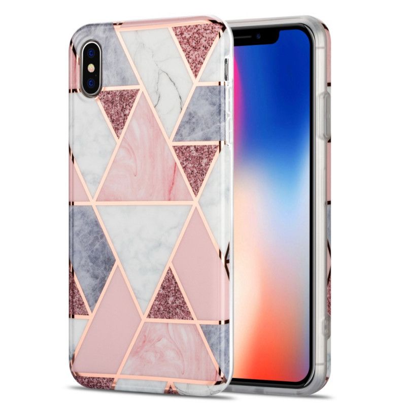 Deksel iPhone X Svart Prangende Geometrisk Marmor Anti-fall