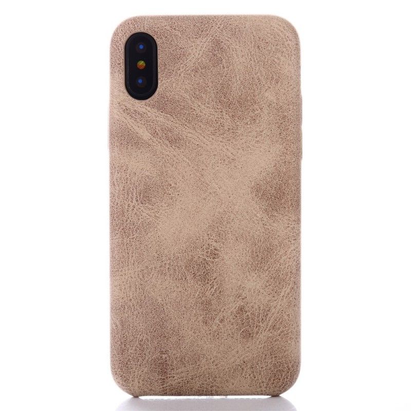 Deksel iPhone X Taupe Mobildeksel Retro Skinneffekt