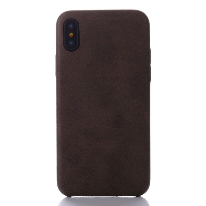 Deksel iPhone X Taupe Mobildeksel Retro Skinneffekt