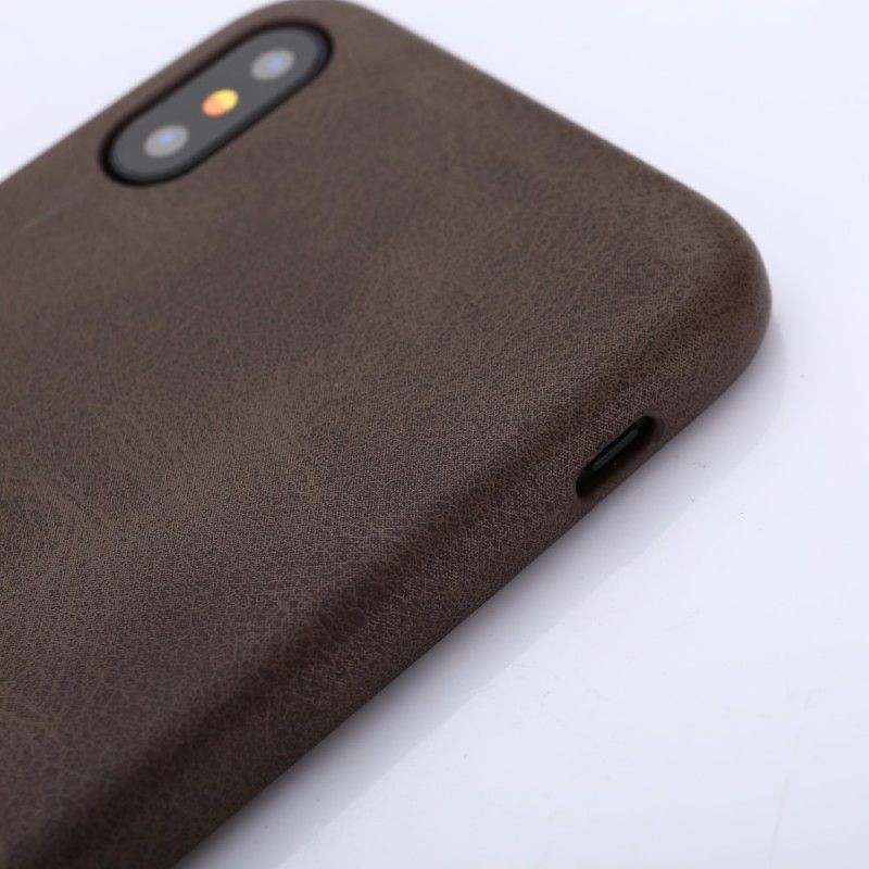 Deksel iPhone X Taupe Mobildeksel Retro Skinneffekt