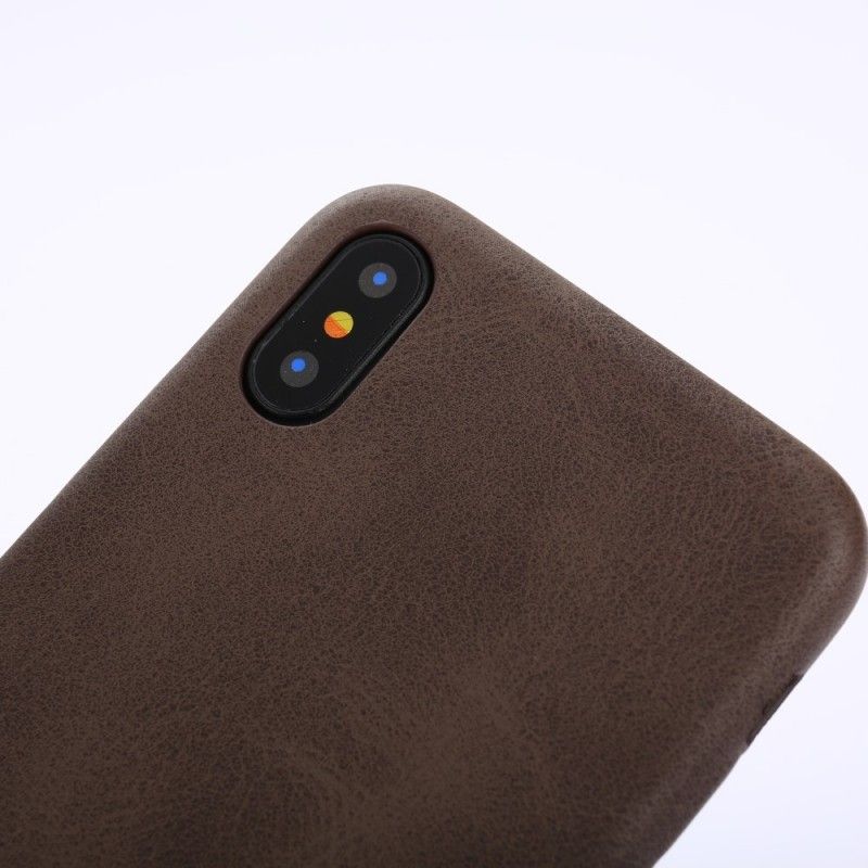 Deksel iPhone X Taupe Mobildeksel Retro Skinneffekt