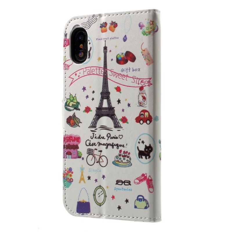 Folio Deksel for iPhone X Jeg Elsker Paris