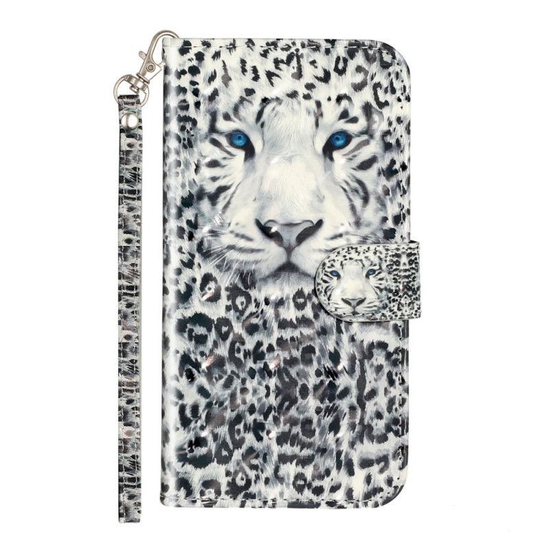 Folio Deksel for iPhone X Svart Tigerlys Flekker Med Stropp