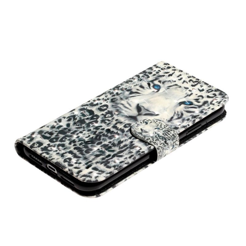 Folio Deksel for iPhone X Svart Tigerlys Flekker Med Stropp